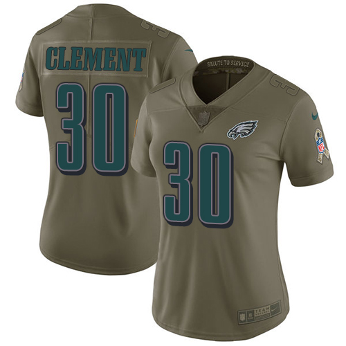 Nike Eagles #30 Corey Clement Olive Women's Stitched NFL Limited Salute to Service Jersey